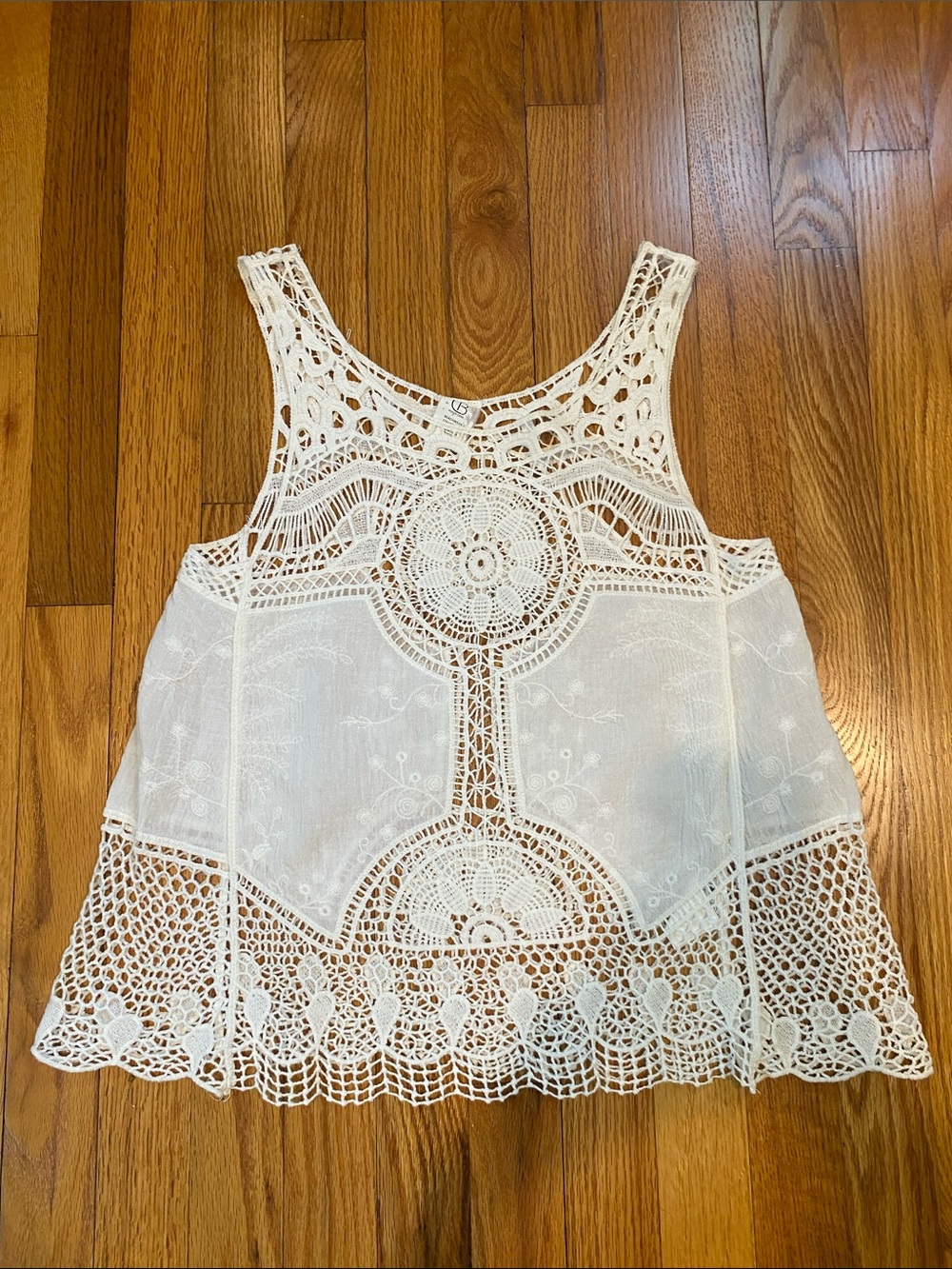 100% Cotton White Crochet Embroidered Top